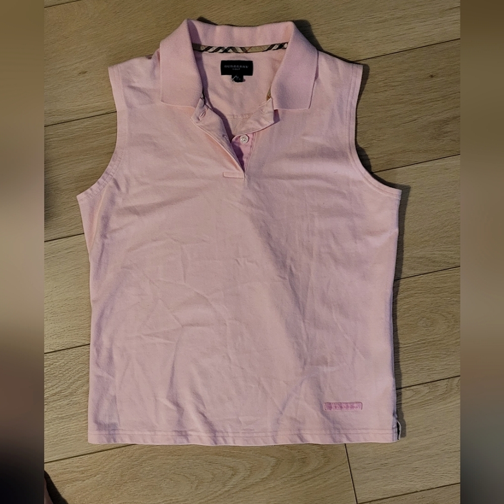 Burberry Pink Sleeveless golf polo.  Medium.